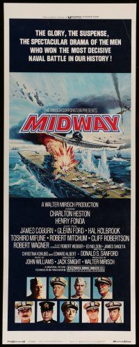 1z277 MIDWAY style B insert '76 Charlton Heston, Henry Fonda, dramatic naval battle art!