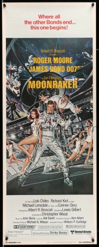 1z283 MOONRAKER insert '79 art of Moore as James Bond & sexy Lois Chiles by Goozee!