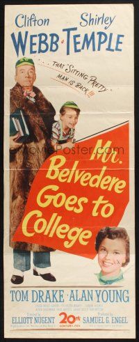 1z286 MR. BELVEDERE GOES TO COLLEGE insert '49 art of Shirley Temple & wacky Clifton Webb!