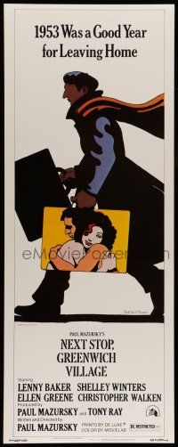 1z299 NEXT STOP GREENWICH VILLAGE insert '76 cool art of Lenny Baker in New York by Glaser!