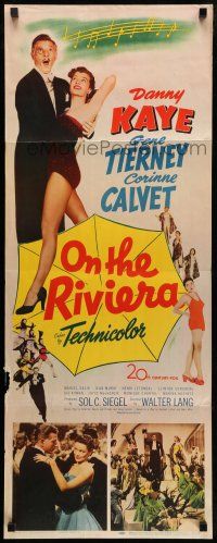 1z306 ON THE RIVIERA insert '51 art of Danny Kaye, sexy Gene Tierney & Corinne Calvet!