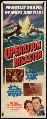 1z310 OPERATION DISASTER insert '51 John Mills & Richard Attenborough, exploding ship art!
