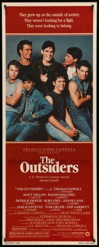 1z315 OUTSIDERS insert '82 Coppola, S.E. Hinton, Howell, Dillon, Macchio, Swayze, Lowe, Estevez