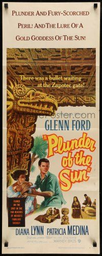 1z335 PLUNDER OF THE SUN insert '53 Glenn Ford, Diana Lynn, plunder and fury-scorched peril!