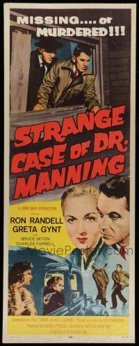 1z429 STRANGE CASE OF DR MANNING insert '58 Ron Randell, Greta Gynt, missing or murdered!