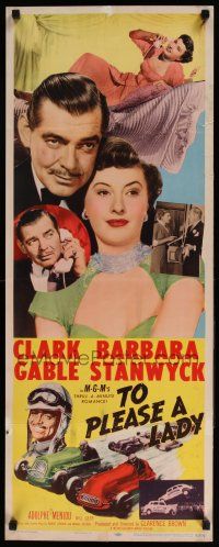 1z461 TO PLEASE A LADY insert '50 race car driver Clark Gable & sexy Barbara Stanwyck!