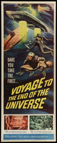 1z498 VOYAGE TO THE END OF THE UNIVERSE insert '64 AIP, Ikarie XB 1, cool outer space sci-fi art!
