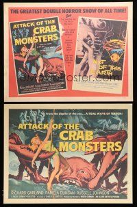 2a177 LOT OF 2 UNFOLDED REPRO HALF-SHEETS '80s Attack of the Crab Monsters, Not of This Earth!