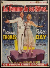 2b044 I'LL SEE YOU IN MY DREAMS Belgian '53 JA artwork of Doris Day & Danny Thomas on piano!