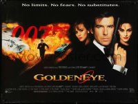 2b614 GOLDENEYE DS British quad '95 Pierce Brosnan as secret agent James Bond 007, cool close-up!
