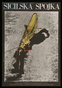 2b159 PIZZA CONNECTION Czech 11x16 '86 wild Milan Grygar art of giant grasshopper and shadow!