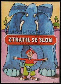 2b160 POTERYALSYA SLON Czech 12x16 '85 Poteryalsya slon, art of boy & elephant by Hlavaty!