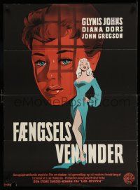 2b237 WEAK & THE WICKED Danish '55 Glynis Johns, Diana Dors, different artwork by Benny Stilling!