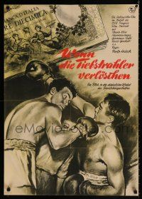 2b020 UN UOMO FACILE East German 23x32 '62 An Easy Man, great boxing artwork by Dante Manno!
