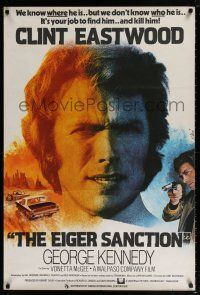 2b571 EIGER SANCTION English 1sh '75 great completely different Mascii art of Clint Eastwood!