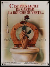 2b467 C'EST PLUS FACILE DE GARDER LA BOUCHE OUVERTE French 24x32 '74 hands with roses in toilet!