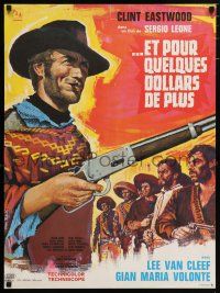 2b474 FOR A FEW DOLLARS MORE French 23x31 '66 Sergio Leone, cool Tealdi artwork of Clint Eastwood!
