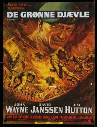 2b481 GREEN BERETS French 23x31 '68 John Wayne, David Janssen, Jim Hutton, cool Vietnam War art!