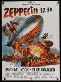 2b519 ZEPPELIN French 23x31 '71 Michael York, art of the great war's most explosive moment!