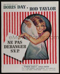 2b528 DO NOT DISTURB French 18x22 '65 great Grinsson art of pretty Doris Day in bed!