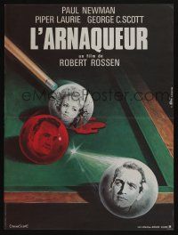 2b535 HUSTLER French 15x21 R82 best art of Paul Newman, Piper Laurie & George C. Scott by Mascii!