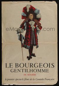 2b555 WOULD-BE GENTLEMAN French 16x24 '59 great full-length art of Jean Meyer, from Moliere's play!