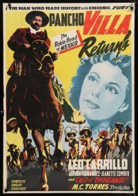 2b009 PANCHO VILLA RETURNS export Mexican poster '50 Leo Carrillo as The Robin Hood of Mexico!