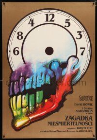 2b820 HUNGER Polish 26x38 '84 bizarre Wieslaw Walkuski artwork of skull & clock!