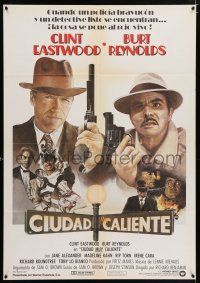 2b248 CITY HEAT Spanish '85 different art of Clint Eastwood & Burt Reynolds by Julian Pucken!
