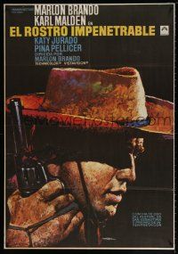 2b270 ONE EYED JACKS Spanish R72 great artwork of star & director Marlon Brando with gun & bandolier