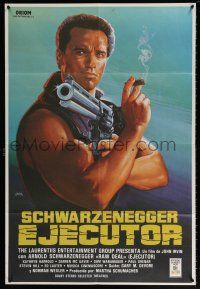 2b274 RAW DEAL video Spanish '86 Jano art of tough guy Arnold Schwarzenegger with gun!