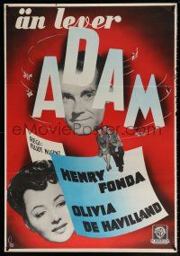 2b105 MALE ANIMAL Swedish '42 Henry Fonda with Olivia de Havilland & Joan Leslie, Gosta Aberg!