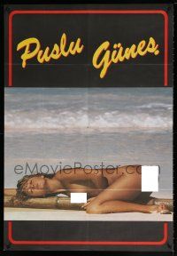 2b368 PUSLU GUNES Turkish '80s image of super-sexy naked woman on beach!
