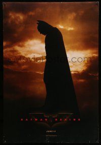 2c084 BATMAN BEGINS June 17 teaser DS 1sh '05 full length Christian Bale as the Caped Crusader!