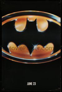 2c083 BATMAN teaser 1sh '89 directed by Tim Burton, cool image of Bat logo!