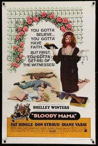 2c120 BLOODY MAMA 1sh '70 Roger Corman, AIP, crazy Shelley Winters w/Bible and tommy gun!
