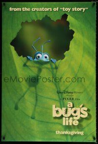 2c140 BUG'S LIFE Thanksgiving advance DS 1sh '98 Disney, Pixar, far shot of ant peeking through leaf