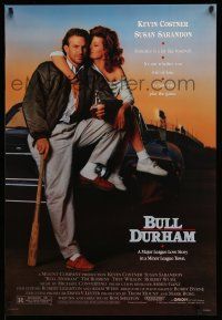2c141 BULL DURHAM 1sh '88 great image of baseball player Kevin Costner & sexy Susan Sarandon