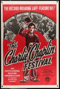 2c154 CHARLIE CHAPLIN FESTIVAL 1sh R1960s a record-breaking laff-feature hit, great images!