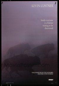 2c190 DANCES WITH WOLVES style A teaser DS 1sh '90 Kevin Costner directs & stars, image of buffalo!
