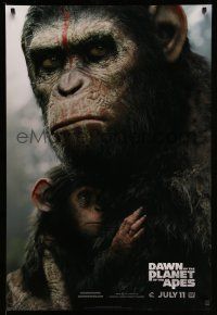 2c196 DAWN OF THE PLANET OF THE APES style B teaser DS 1sh '14 close-up of Caesar w/ his son!
