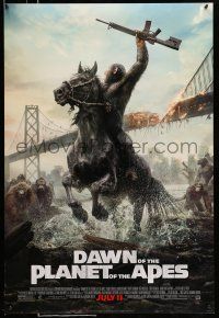 2c197 DAWN OF THE PLANET OF THE APES style C advance DS 1sh '14 great image of ape on horseback!