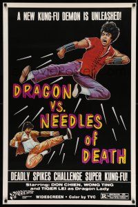 2c220 DRAGON VS NEEDLES OF DEATH 1sh R81 martial arts artwork, a new kung-fu demon is unleashed!