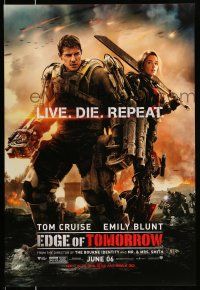 2c230 EDGE OF TOMORROW June 06 DS teaser 1sh '14 Tom Cruise & Emily Blunt, live, die, repeat!
