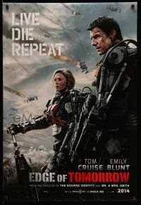2c229 EDGE OF TOMORROW 2014 teaser DS 1sh '14 Tom Cruise & Emily Blunt, live, die, repeat!