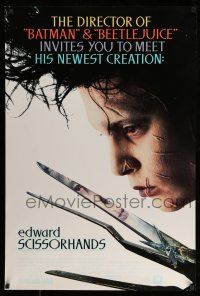 2c232 EDWARD SCISSORHANDS DS 1sh '90 Tim Burton classic, scarred Johnny Depp!