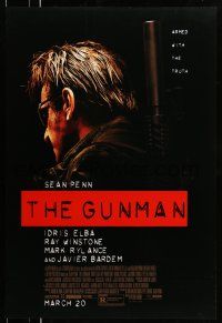 2c329 GUNMAN advance DS 1sh '15 cool image of Sean Penn in the title role as Gunman/Terrier!