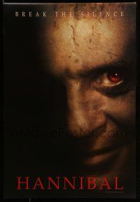 2c340 HANNIBAL teaser DS 1sh '00 creepy close up of red-eyed Anthony Hopkins as Dr. Lector!