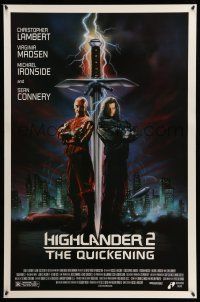 2c363 HIGHLANDER 2 1sh '91 great artwork of immortals Christopher Lambert & Sean Connery!