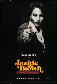 2c432 JACKIE BROWN teaser 1sh '97 Quentin Tarantino, cool image of Pam Grier in title role!